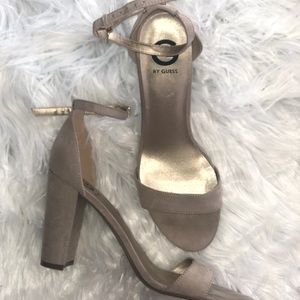 Guess Bamboo Ankle Strap Heels - Nude